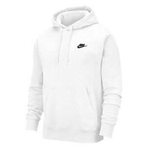 Men's Nike Sportswear Club Fleece Pullover Hoodie Sweatshirt White Black Size L
